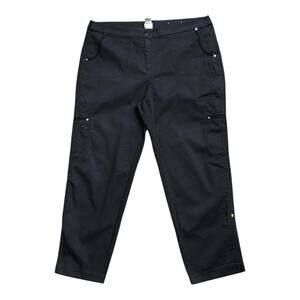Chicos Black Convertible Cargo Pants Womens Size 3 US 16 Stretch Utility Casual